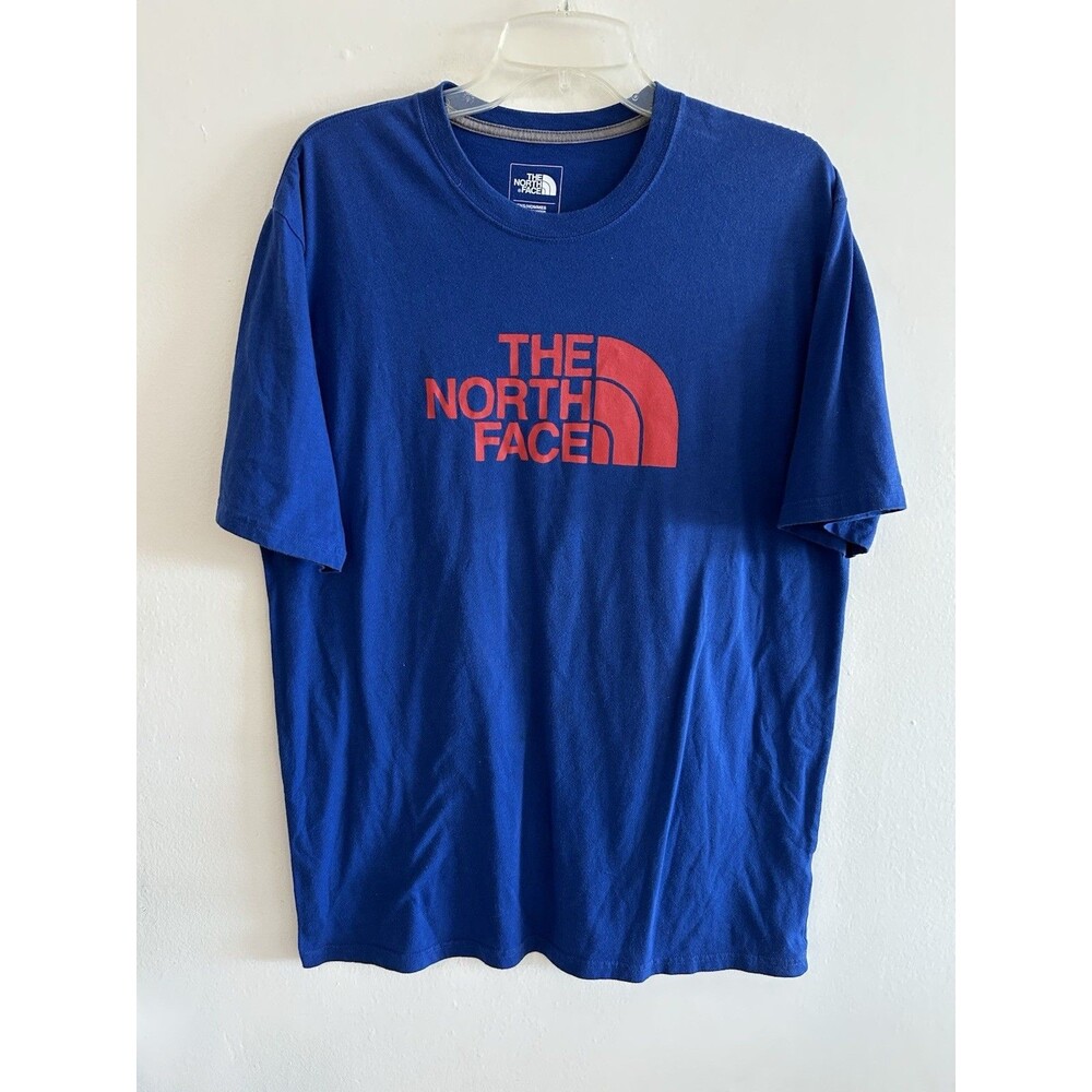The North Face Men’s Shirt Blue Polyester W/Large Red Logo Size L